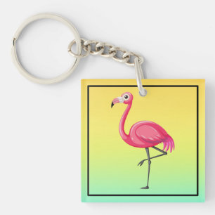 Porte-clefs Flamant dans un style de dessin animé-23654