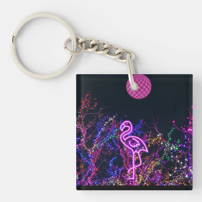 Porte-clefs Flamant rose à la soirée dansante. (Devant)