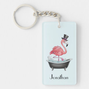 Porte-clefs Flamant rose de dessin personnalisé