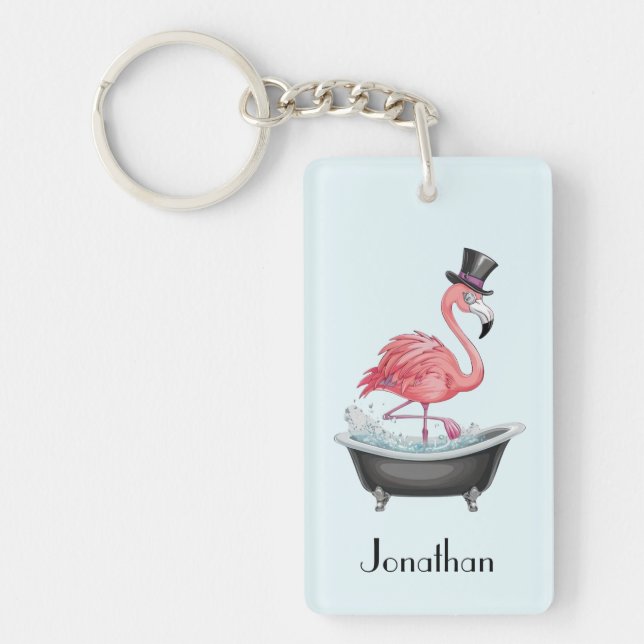 Porte-clefs Flamant rose de dessin personnalisé (Devant)