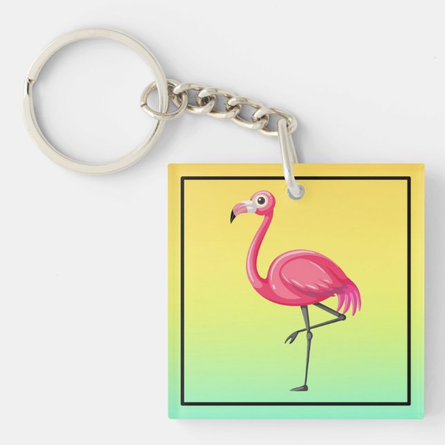 Porte-clefs Flamant Rose de Style Cartoon (Devant)