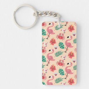 Porte-clefs Flamant Rose Été Motif Tropical