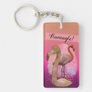 Porte-clefs Flamant rose floral flamand