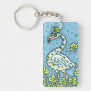 PORTE-CLEFS FLAMANT ROSE POLKA DOT VERT, FUNNY ST. JOUR DE PAT