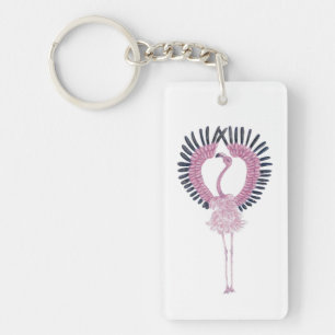 Porte-clefs Flamant rose rose en pochette de ballet