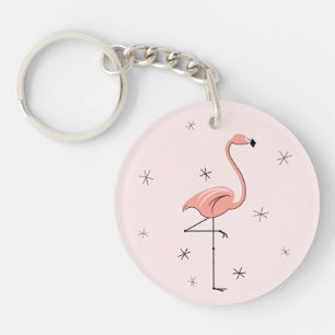 Porte-clefs Flamant rose rose Texte arrière porte - clé acryli