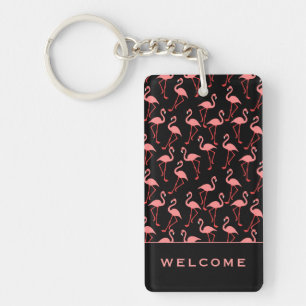 Porte-clefs Flamants roses roses Bienvenue Location de vacan