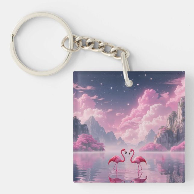 Porte-clefs Flamingos dans un monde de rêve (Devant)
