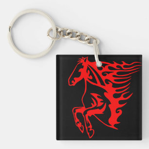 Porte-clefs Flamme feu rouge Bronco Mustang Cheval sauvage