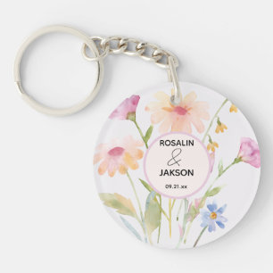 Porte-clefs fleur aquarelle modifiable