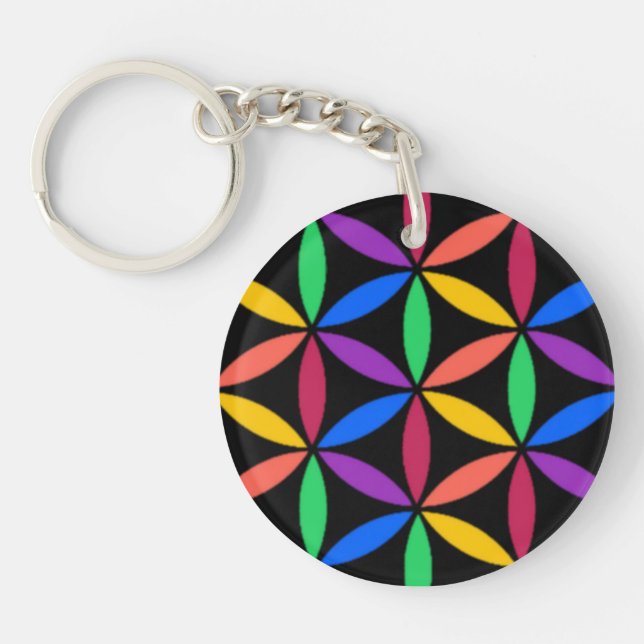 Porte-clefs Fleur arc-en-ciel du Motif de vie (Devant)