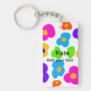 Porte-clefs Fleur arc-en-ciel fierté amour ajouter nom texte l