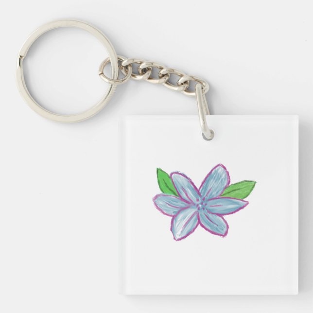 Porte-clefs Fleur bleue (Devant)