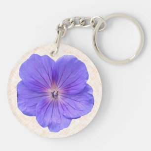Porte-clefs Fleur bleue lumineuse botanique de géranium