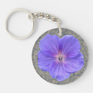 Porte-clefs Fleur bleue lumineuse botanique de géranium