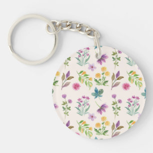 Porte-clefs Fleur botanique Printemps floral Acrylique