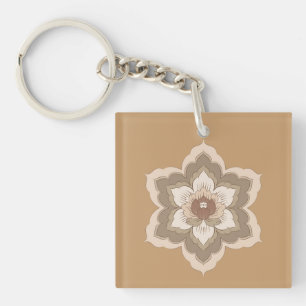 Porte-clefs Fleur chinoise Baoxiang en bronze d'automne