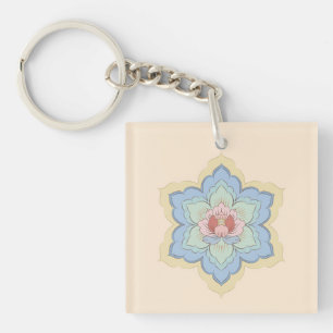 Porte-clefs Fleur chinoise Baoxiang en pêche et ciel