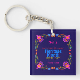 Porte-clefs Fleur colorée d'anniversaire du patrimoine hispani