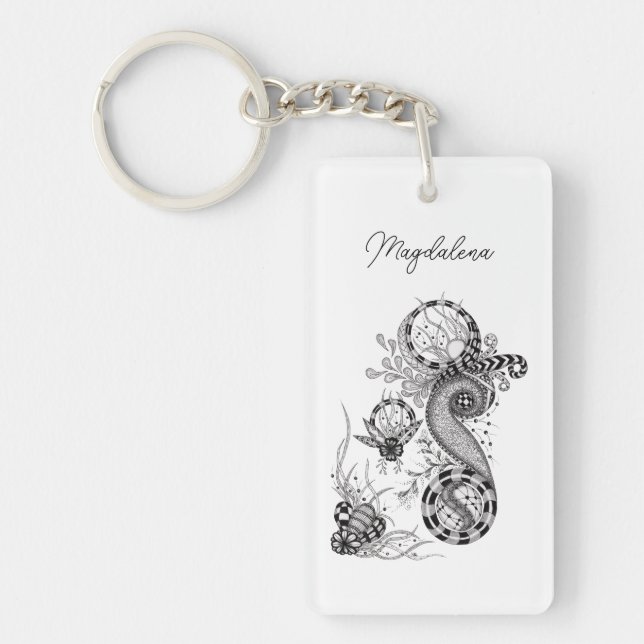 Porte-clefs Fleur de Boho moderne au stylo-feutre fin -  (Devant)