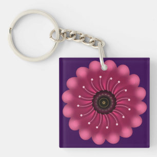 Porte-clefs Fleur de fantaisie rose lumineuse   Fleur florale 