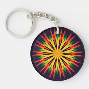 Porte-clefs Fleur de kaléidoscope géométrique-21855
