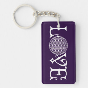 Porte-clefs Fleur de la vie - LOVE lettrage tatouage blanc