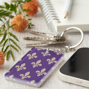 Porte-clefs Fleur de Lis Motif, Royal French Creative on Purpl