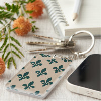 Fleur de Lis Motif, Royal French Green on Cream