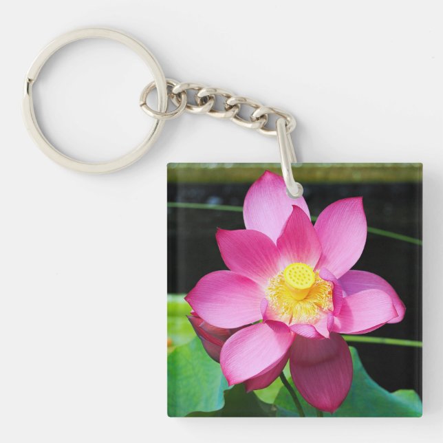 Porte-clefs Fleur de Lotus rose chaud (Devant)