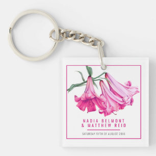 Porte-clefs Fleur de lys rose chaud, souvenir personnalisé pou
