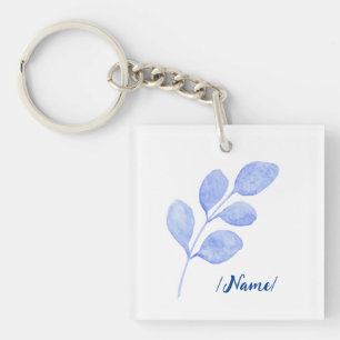 Porte-clefs Fleur de naissance Branche bleue Cadeau de vacance
