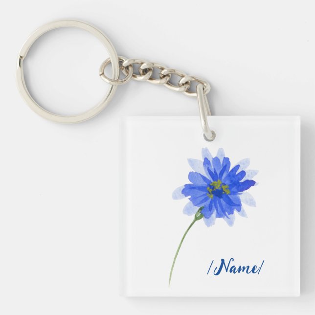 Porte-clefs Fleur de naissance Cornflower cadeau de vacances (Devant)