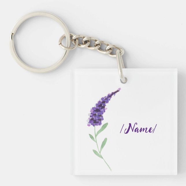 Porte-clefs Fleur de naissance Lavande cadeau de vacances (Devant)