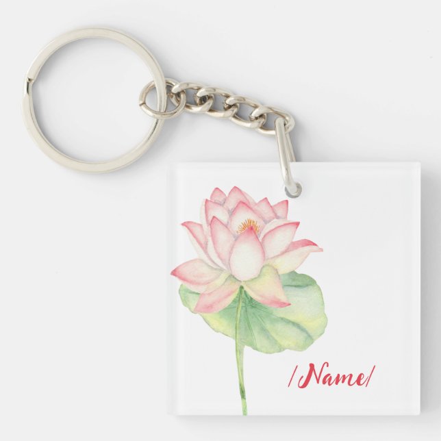 Porte-clefs Fleur de naissance Lotus cadeau de vacances (Devant)