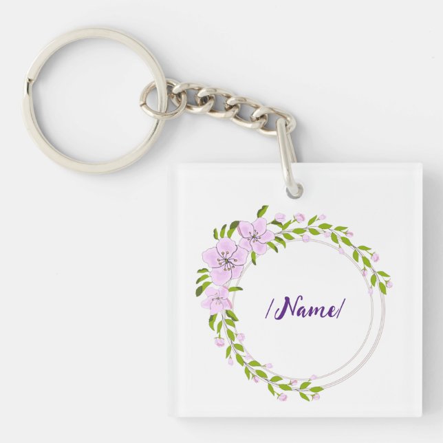 Porte-clefs Fleur de naissance Pommier cadeau de vacances (Devant)