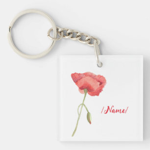 Porte-clefs Fleur de naissance Poppy cadeau de vacances
