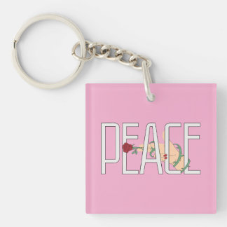 Porte-clefs Fleur de Paix Main Art de Citation Minimaliste