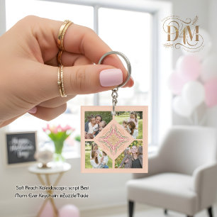 Porte-clefs Fleur de pêche douce Script kaléidoscopique Meille