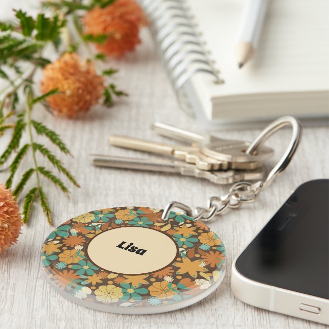 Porte-clefs Fleur de pouvoir funky groovy (Devant Droit)