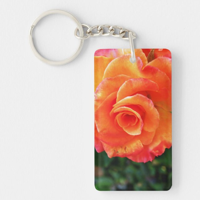 Porte-clefs Fleur de rose orange (Devant)