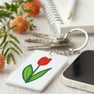 Porte-clefs Fleur de tulipe rouge porte - clé personnalisé