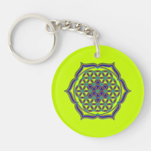 Porte-clefs Fleur de Vie / Blume des Lebens - Contour de Lotus
