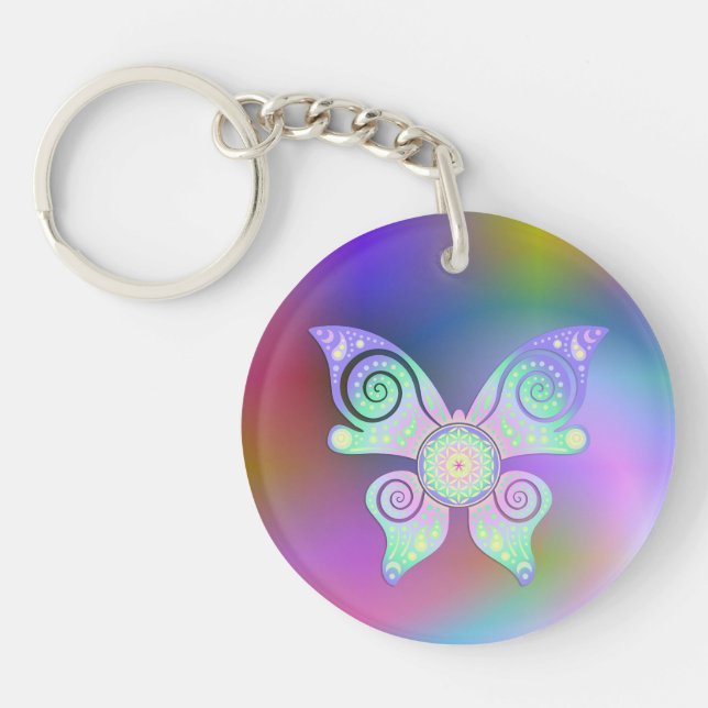 Porte-clefs Fleur de vie / Blume des Lebens - papillon (Devant)