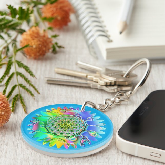 Porte-clefs Fleur De Vie - Fleur Géométrique 5 (Devant Droit)