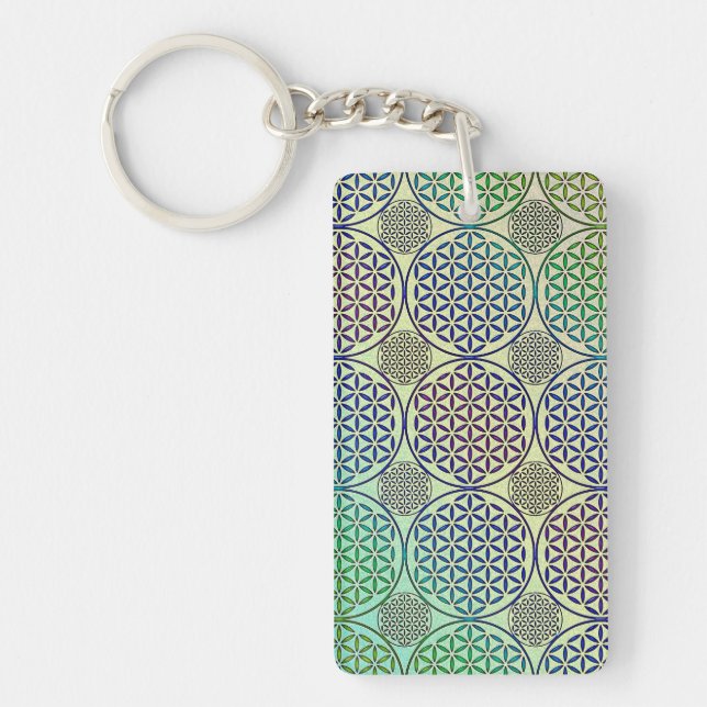 Porte-clefs Fleur de vie - motif de grunge de timbre 2 (Devant)