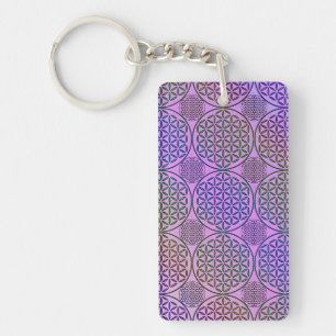 Porte-clefs Fleur de vie - motif de grunge de timbre 3