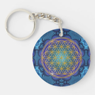 Porte-clefs Fleur de vie - or - fractale 1