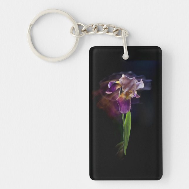 Porte-clefs Fleur d'iris abstraite – Art floral élégant (Devant)