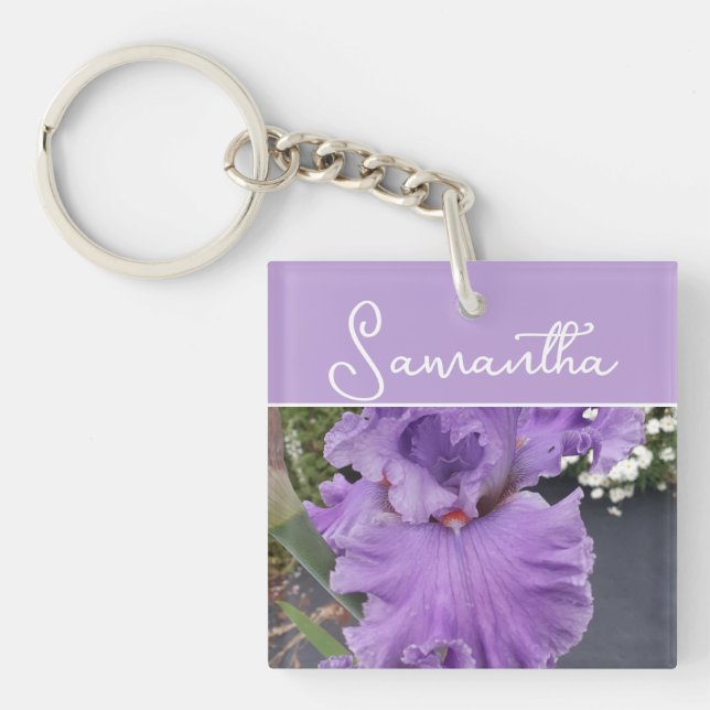 Porte-clefs Fleur d'Iris Fleurs Violet Lavande Lilas Floral (Devant)